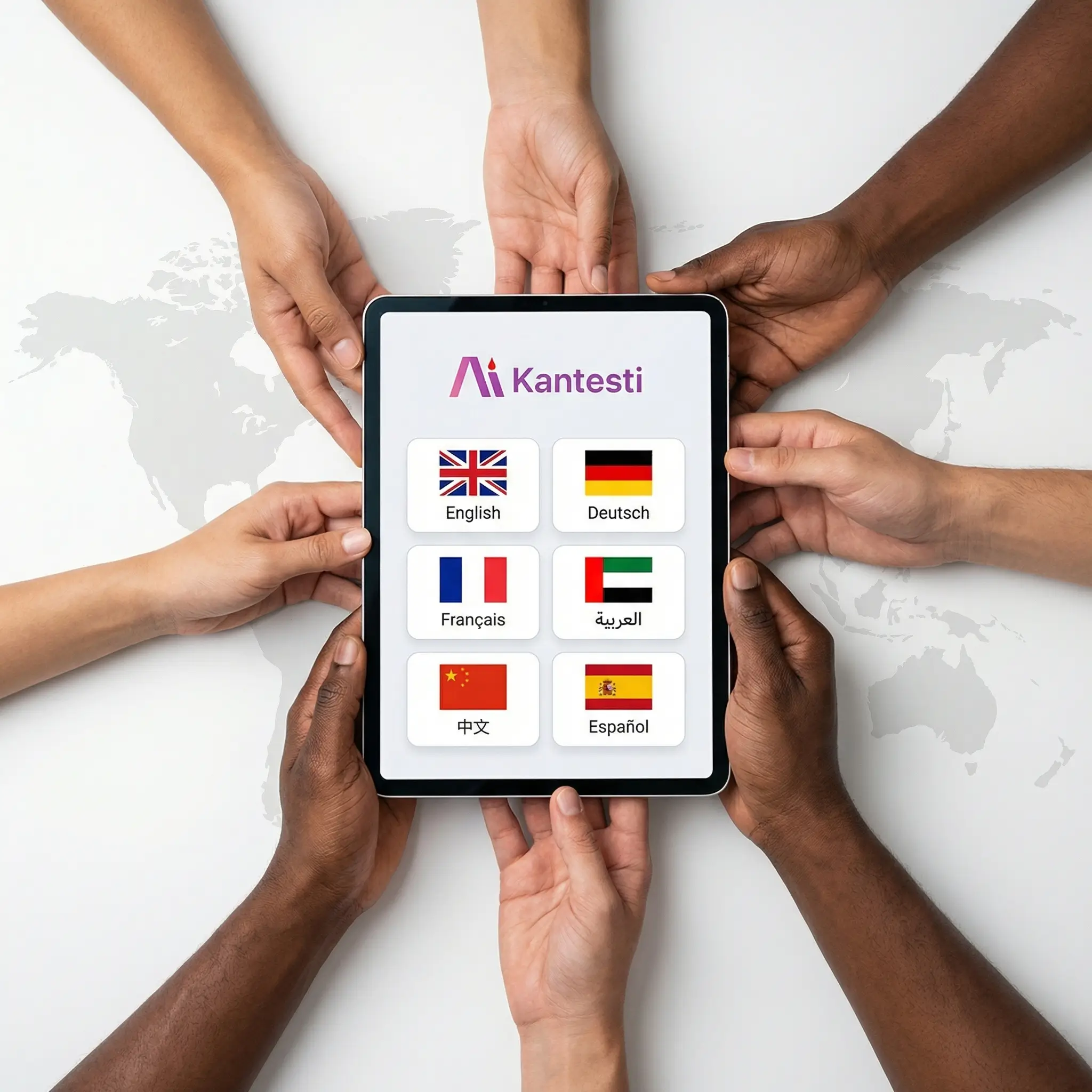 หน้าจอแดชบอร์ดของคลินิก Kantesti แสดงตัวเลือกภาษามากกว่า 75 ภาษาสำหรับการแปลผลตรวจเลือด