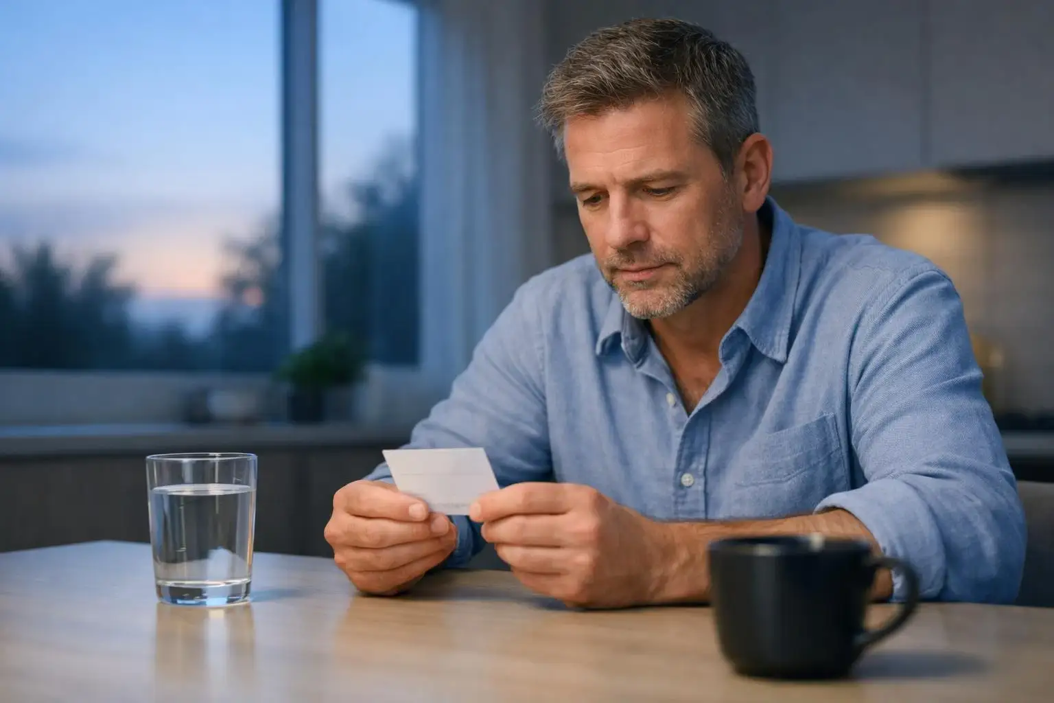 ຮູບເອກະສານຫຼັກກ່ຽວກັບການອົດກ່ອນກວດເລືອດ ທີ່ສະແດງຄົນເຈັບຖືນ້ຳແລະກາເຟ ເພື່ອຕັດສິນວ່າອະນຸຍາດໃຫ້ກິນຫຍັງໄດ້