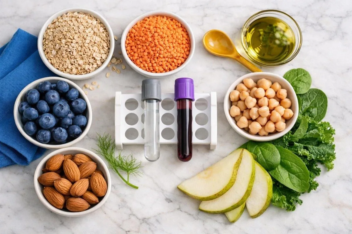 Alimentos ricos en fibra y marcadores de resistencia a la insulina dispuestos para el asesoramiento sobre prediabetes