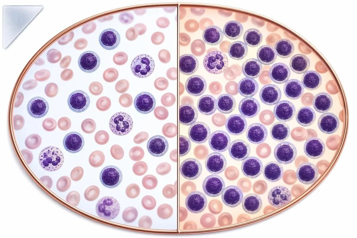 mwonekano wa juu (flat lay) unaoonyesha maandalizi ya CBC ya kurudiwa pamoja na maji (hydration) na vifaa vya sampuli ya maabara