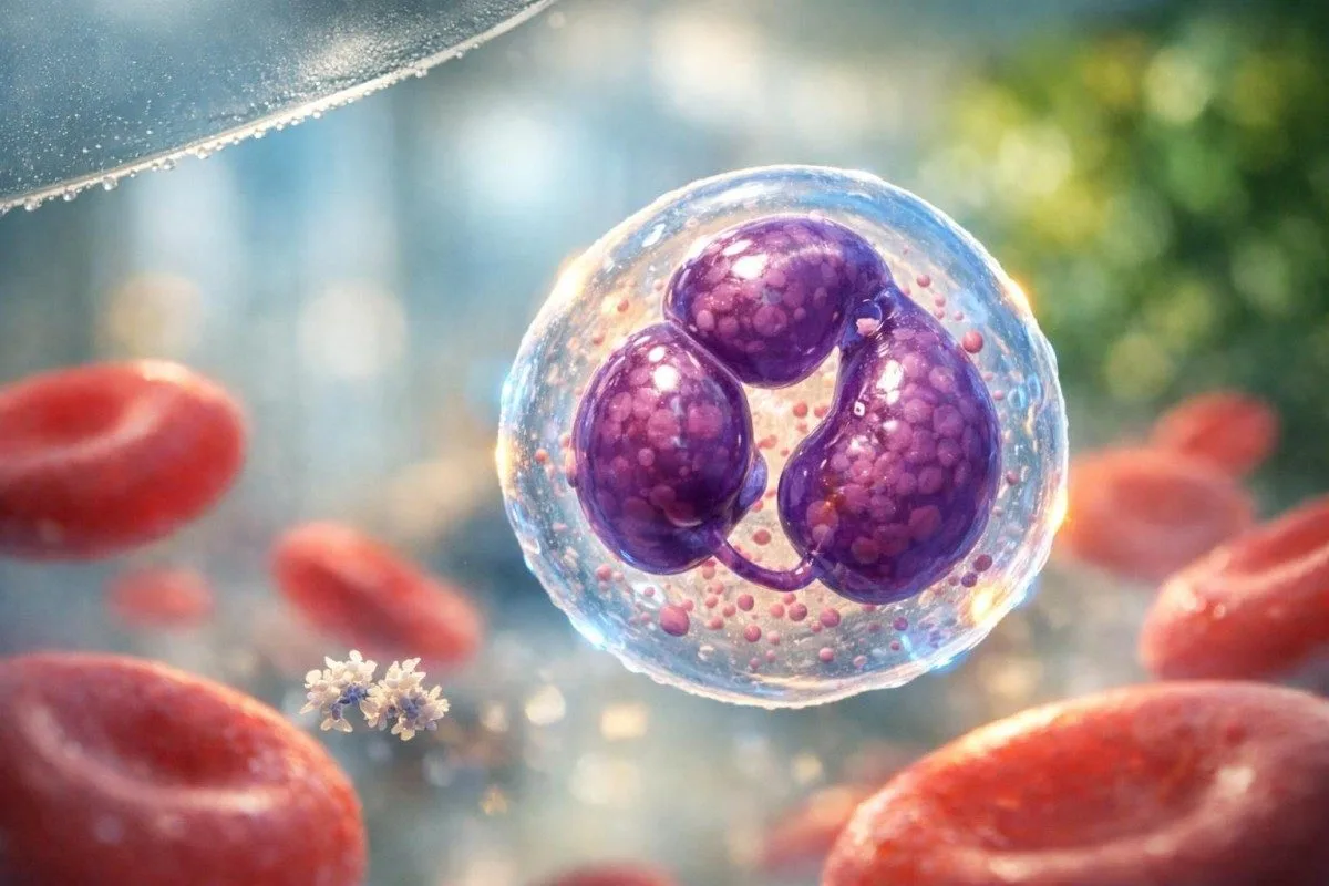 Крупные сегментоядерные нейтрофилы, выделенные в кровотоке, чтобы объяснить результат лейкоцитарной формулы в общем анализе крови