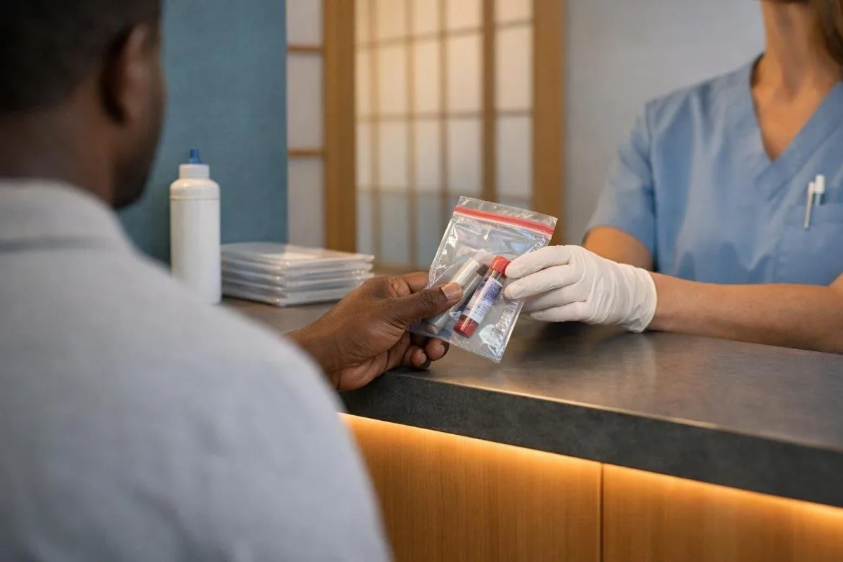 Patient handoff of repeat laboratory sample in a clinic setting after abnormal liver results
