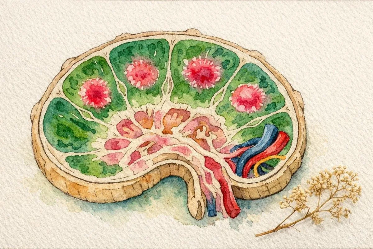 Cadenas de ganglios linfáticos destacadas a pesar de que, por lo demás, los valores de laboratorio sean ordinarios