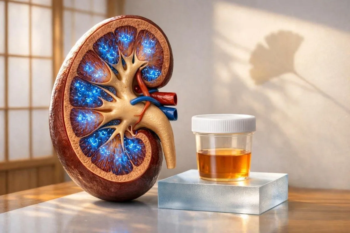 肌酐正常范围与肾单位滤过的示意图