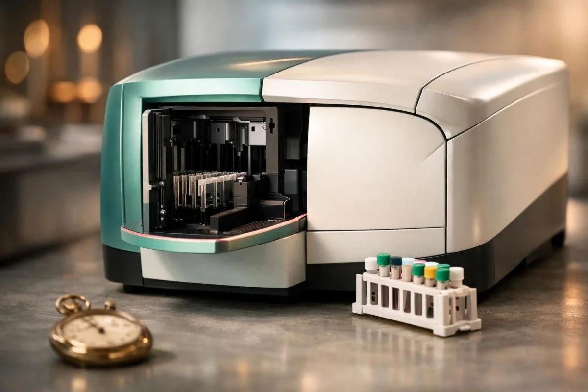 Immunoassay analyzer portrait for pediatric TSH normal range and thyroid panel testing