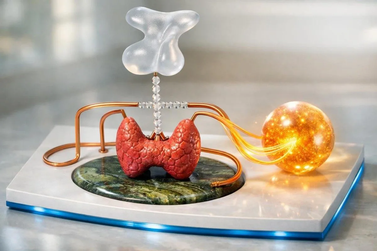 Halsens anatomiske tværsnit, der viser thyroideapositionen i konteksten for normalområdet for TSH under graviditet