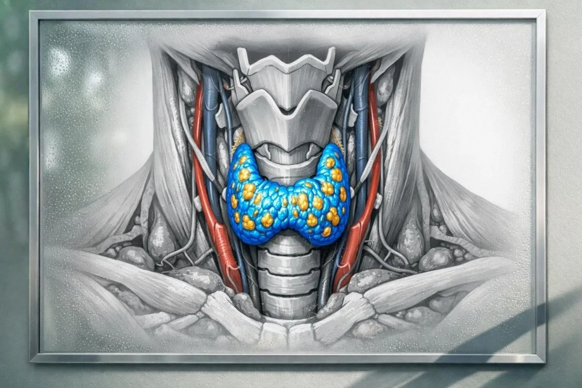 Thyroideillustration med fokus på trimester, der viser, hvordan TSH-normalområder flytter sig gennem graviditeten