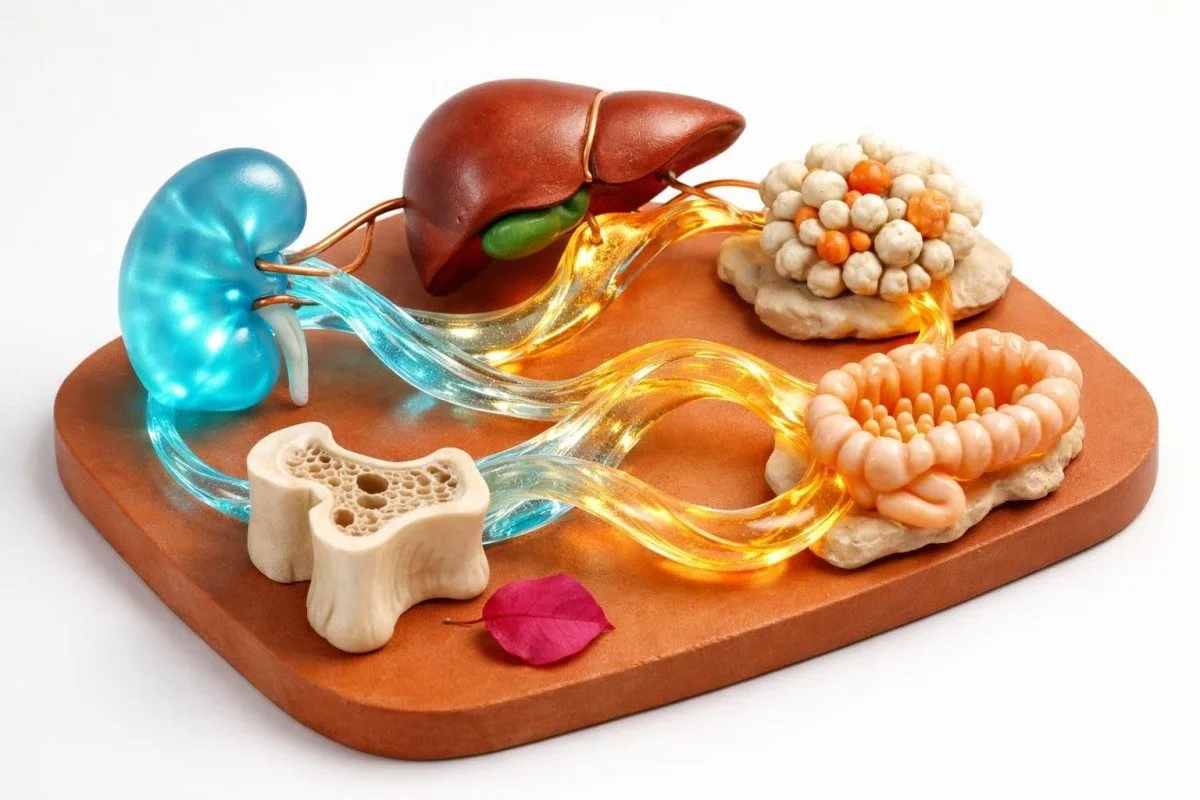 Tiroid durumu, böbrek aktivasyonu, kemik ve bağırsak arasında bağlantı kuran kalsiyum düzenleme yolu