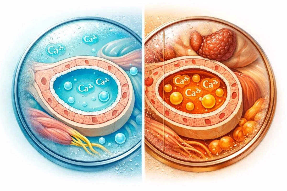 Laboratuvar bağlamıyla birlikte normal, hafif yüksek ve acil kalsiyum aralıklarının görselleştirilmesi
