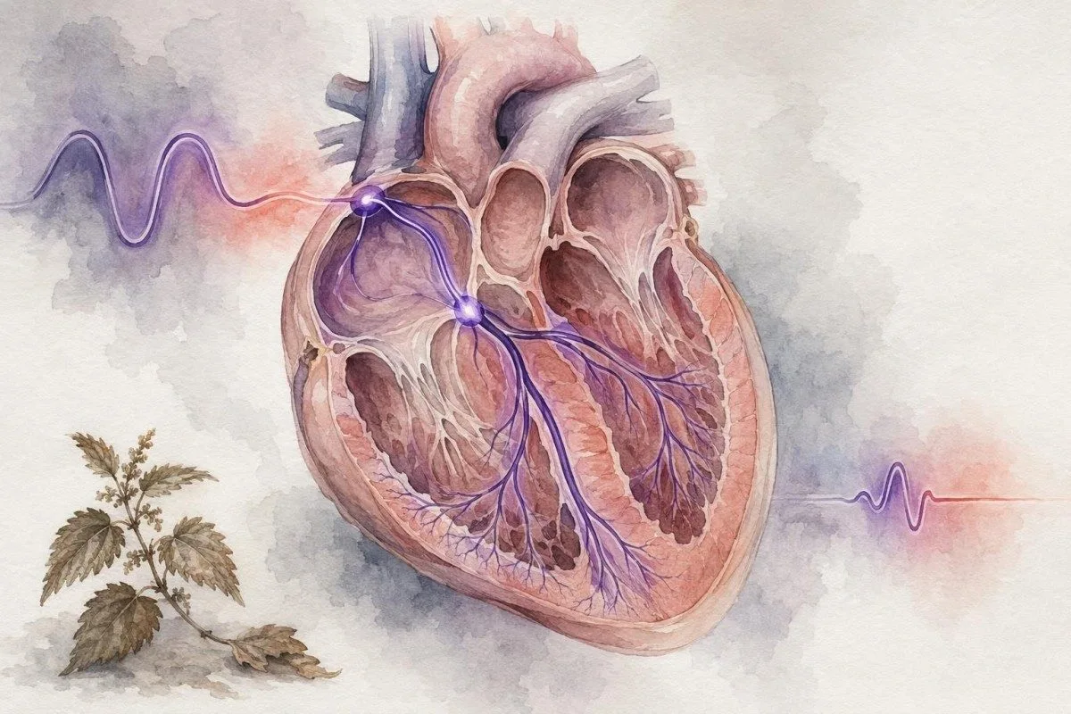 Blood test for irregular heartbeat illustrated with calcium balance and cardiac conduction