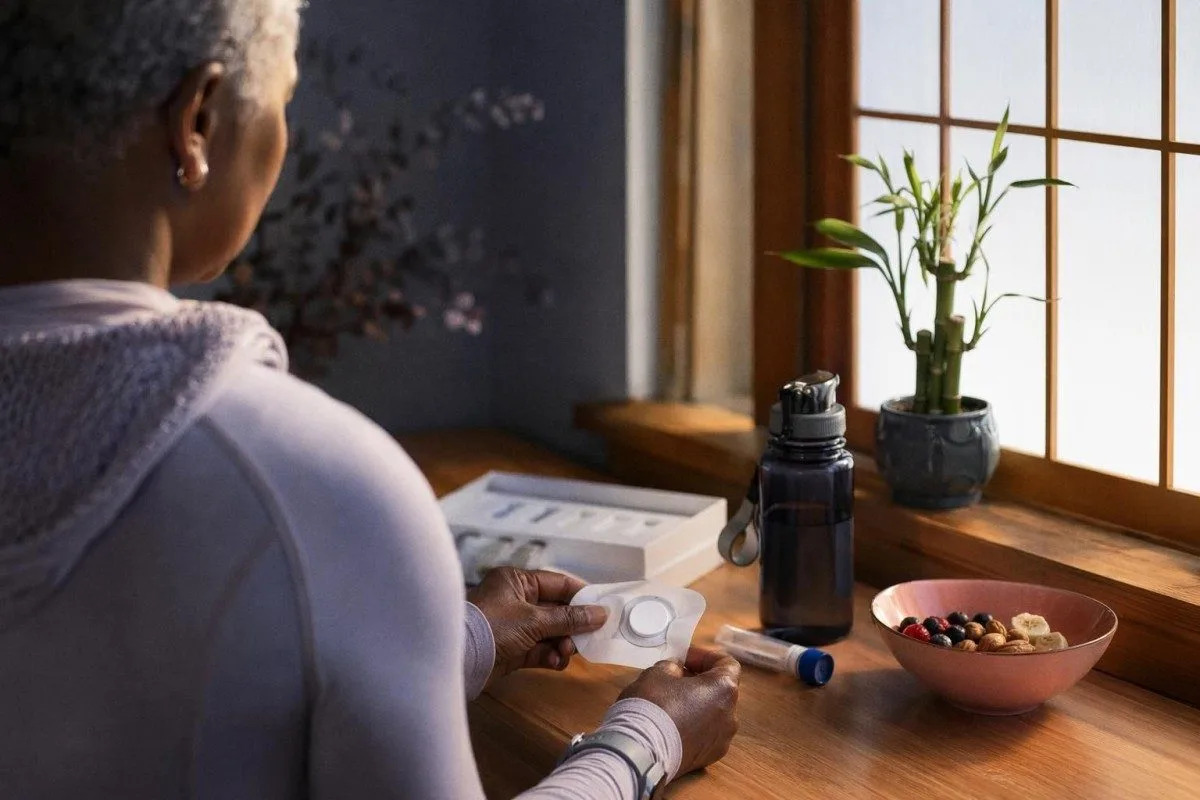 Blood test for irregular heartbeat reviewed with wearable rhythm patch in active adult