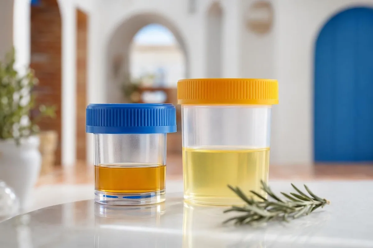 Rivlerësimi i testit të PSA pas UTI, i paraqitur me pajisje laboratorike dhe mostra urine të çiftëzuara