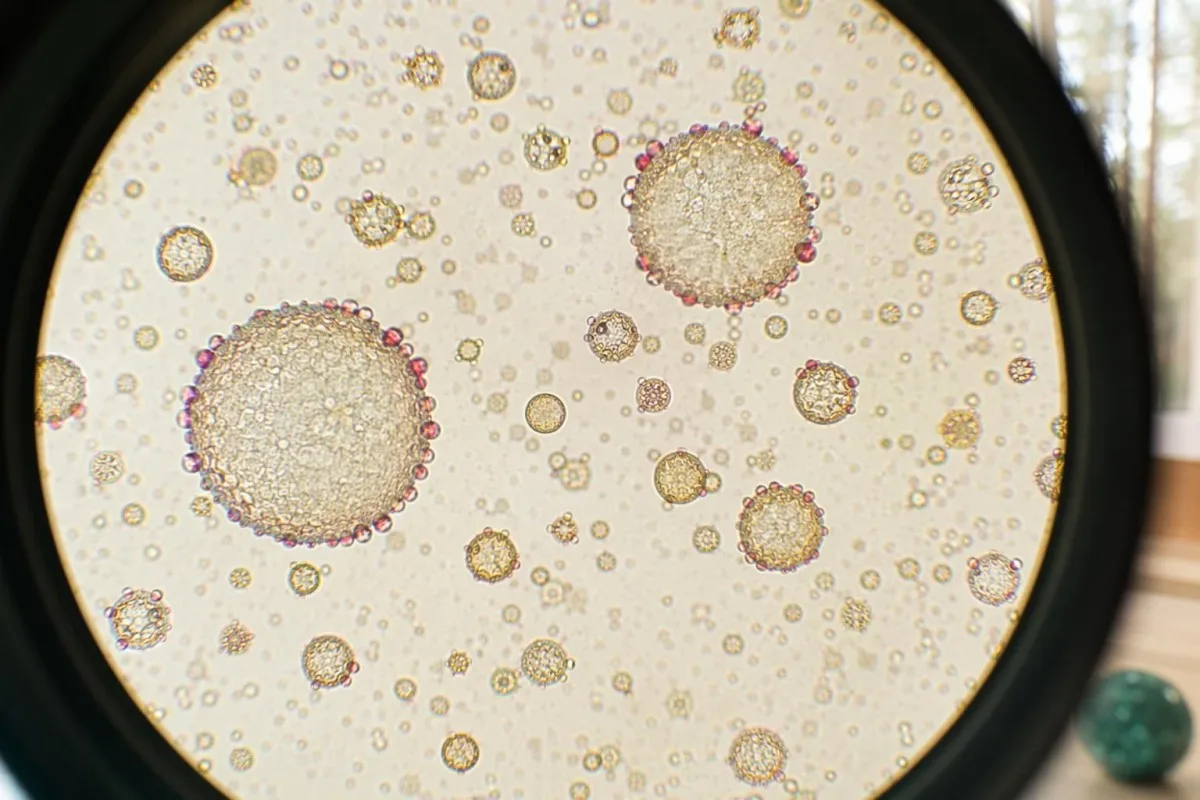 显微镜风格视图下的Omega-3脂质颗粒和富含甘油三酯的脂蛋白