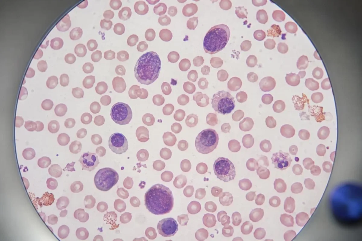 مایکروسکوپي حجرې/حجروي عناصر چې د انیمیا (anemia) د ارزونې پر مهال د وړو او غټو حجرو نمونې ښيي