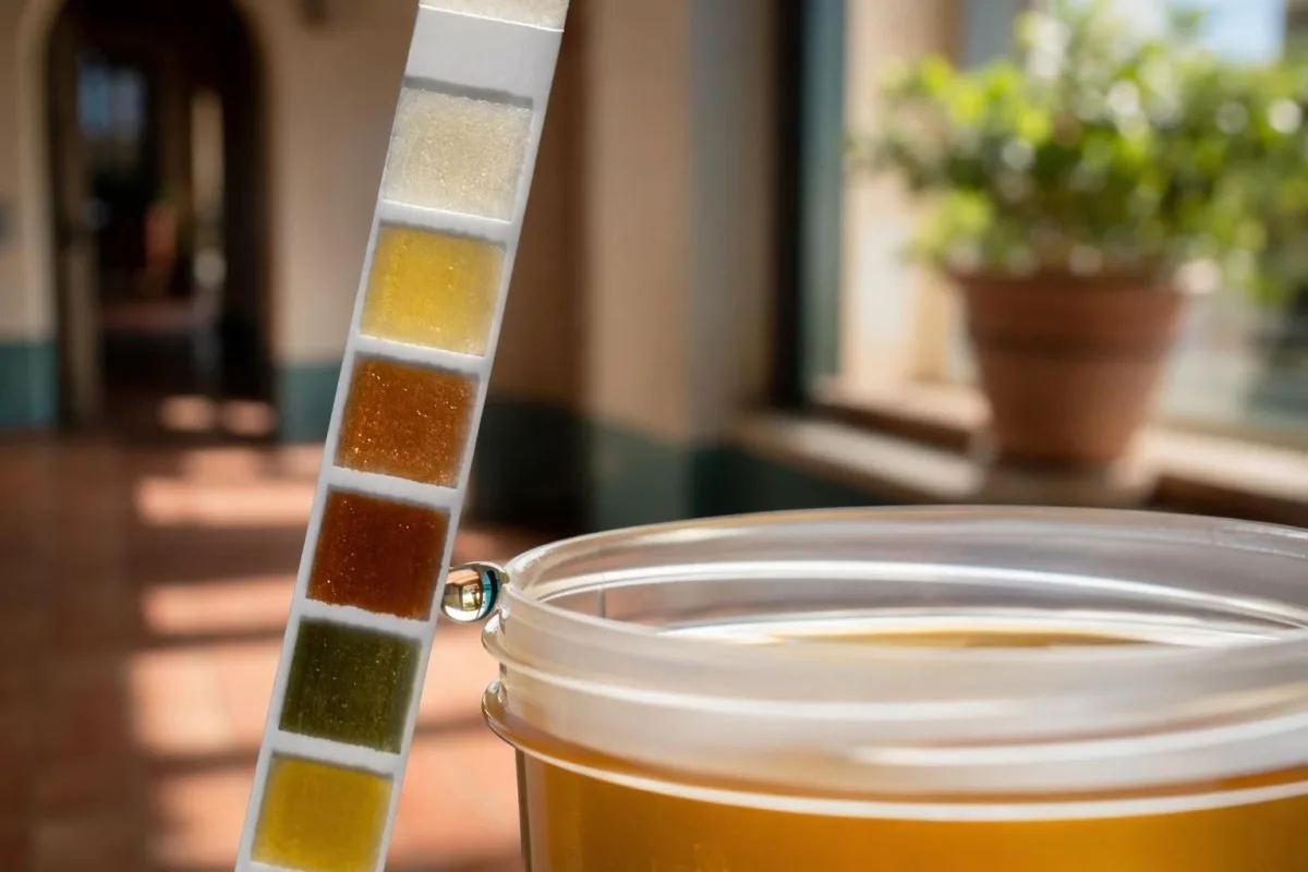 Tabella del colore delle urine con capsule di barbabietola, carote e vitamina B come trigger del colore