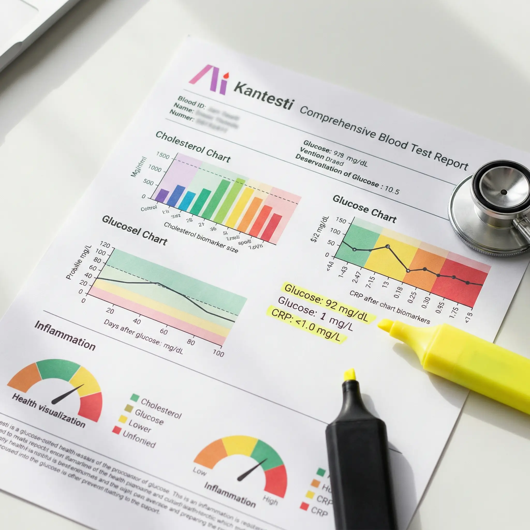 Informe complet d'anàlisi de sang de Kantesti amb anàlisi detallada de biomarcadors i informació sobre salut