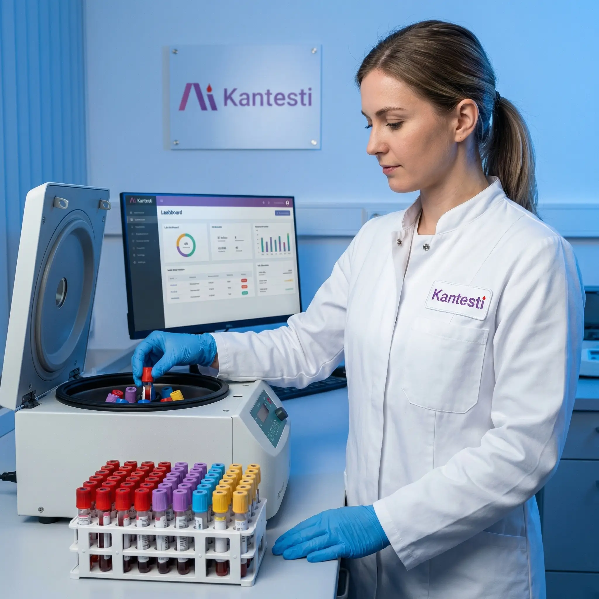 Exemple de flux de treball de laboratori Kantesti per a l’explicació d’informes d’anàlisis de sang assistida per IA i processos d’API de revisió humana