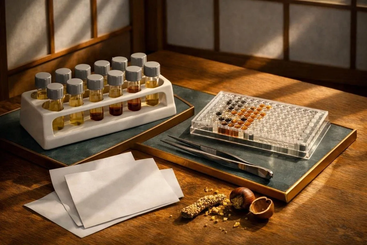 Imunoanalytická „still life“ ilustrace, která ukazuje, proč mohou široké panely alergenů nadhodnocovat pozitivní výsledky