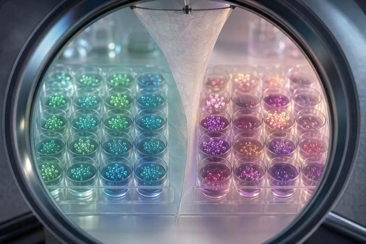 Jernrige fødevarer og laboratorietestmaterialer arrangeret til ferritin-fortolkning