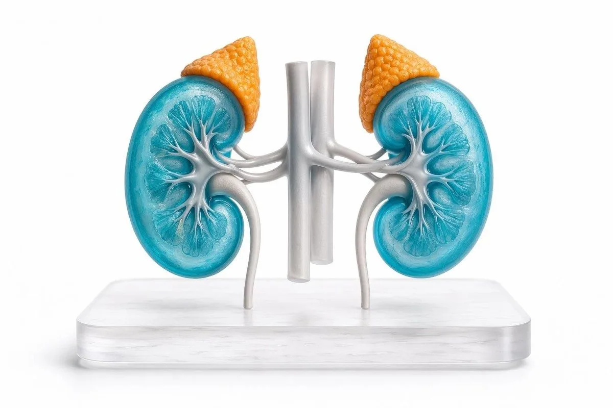 Calendario de monitorización do intervalo normal de eGFR representado por instrumentos de laboratorio renal e obxectos de calendario