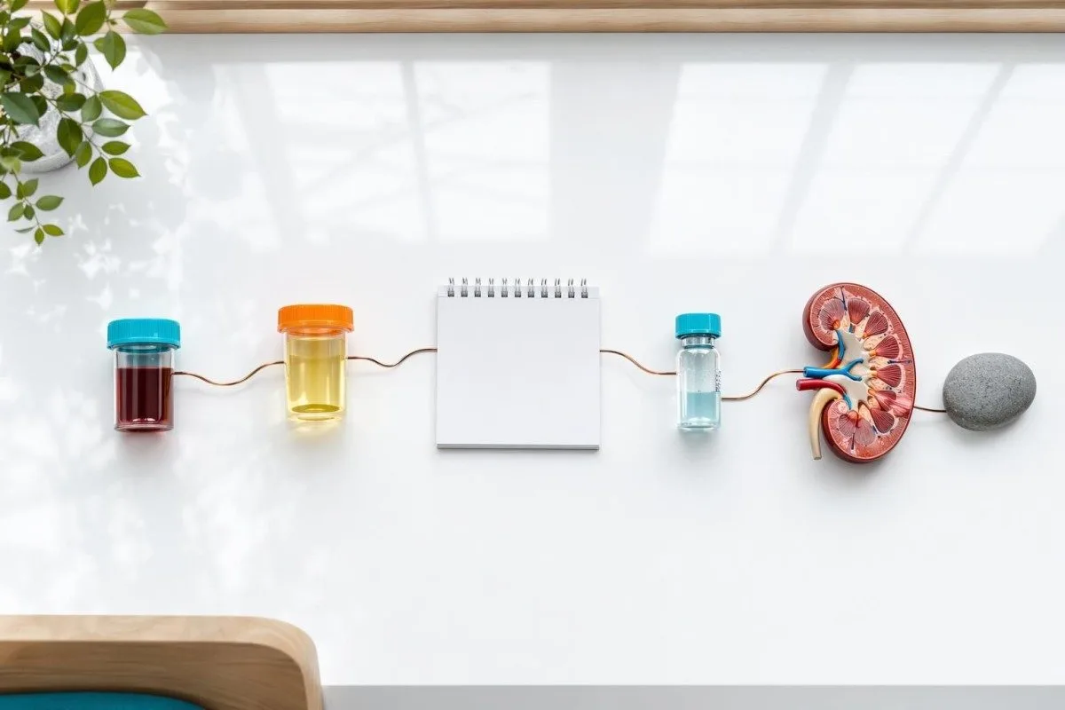 Intervalo normal de eGFR afectado pola hidratación e o exercicio con obxectos de preparación para a proba renal