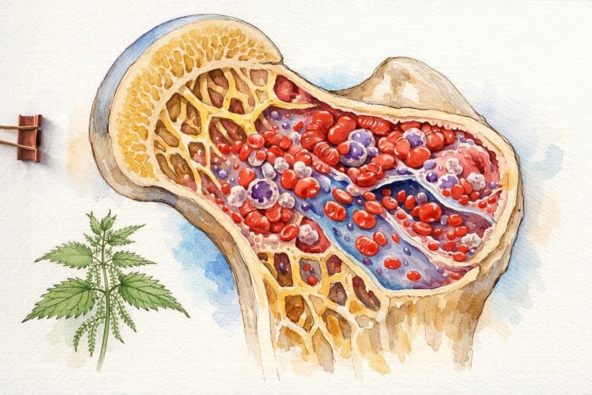 وێنەی مێشکی ئێستە (bone marrow) کە کەمبوونی بەرهەمهێنانی سلۆڵی سوور دەبینێت وەک هۆکاری هێماتوکریتی کەم