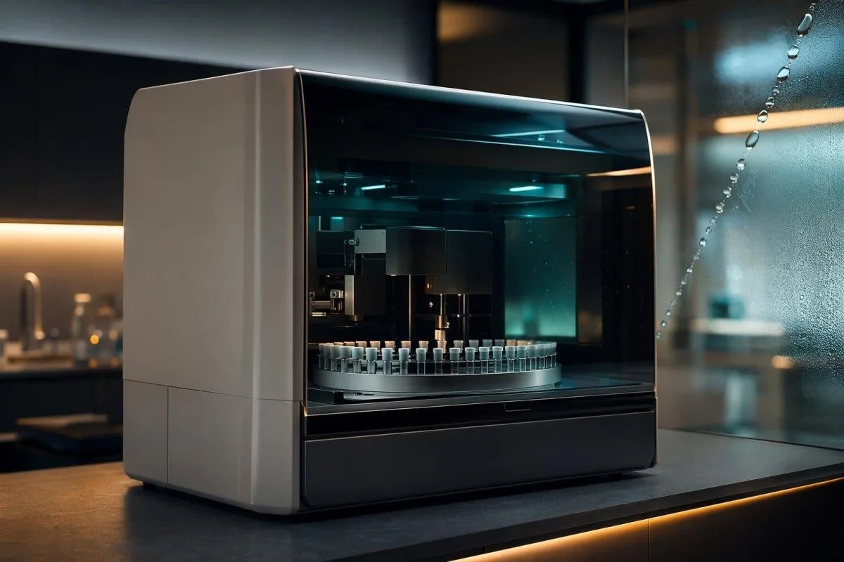 low testosterone morning timing shown with immunoassay analyzer in clinical lab