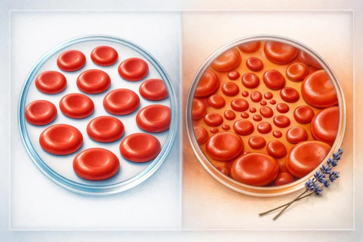 خوردبيني هيٺ عام، microcytic، ۽ macrocytic ڳاڙهن سيلولر جزن جو مقابلو