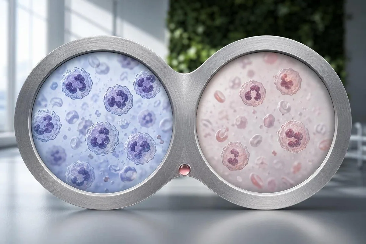 Paghambing sa WBC normal range nga nagpakita sa igo ug ubos nga neutrophil cellular elements