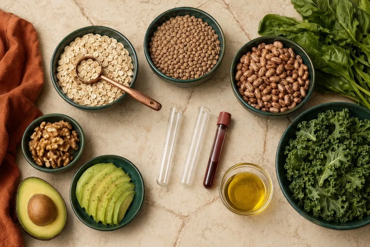 تاقیکردنەوەی خوێن پێش و دوای رژیم بۆ پڕۆفایلی چەربی (lipid panel) لەگەڵ LDL HDL ApoB و خواردنەکان