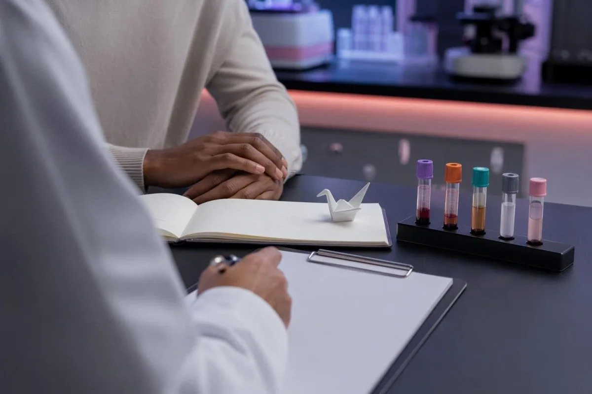 Gydytojas, vertinantis galvos skausmų kraujo tyrimo rodiklius: anemiją, skydliaukę ir uždegimą