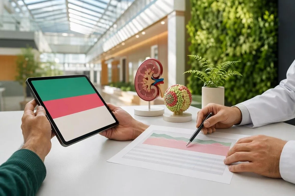 مانای ژمارەکانی تاقیکردنەوەی خوێن کە لە کاتێکی گفتوگۆی پزیشک/کلینیسین لەگەڵ تابلێت و فۆڕمەکانی لابراتواردا باس دەکرێت