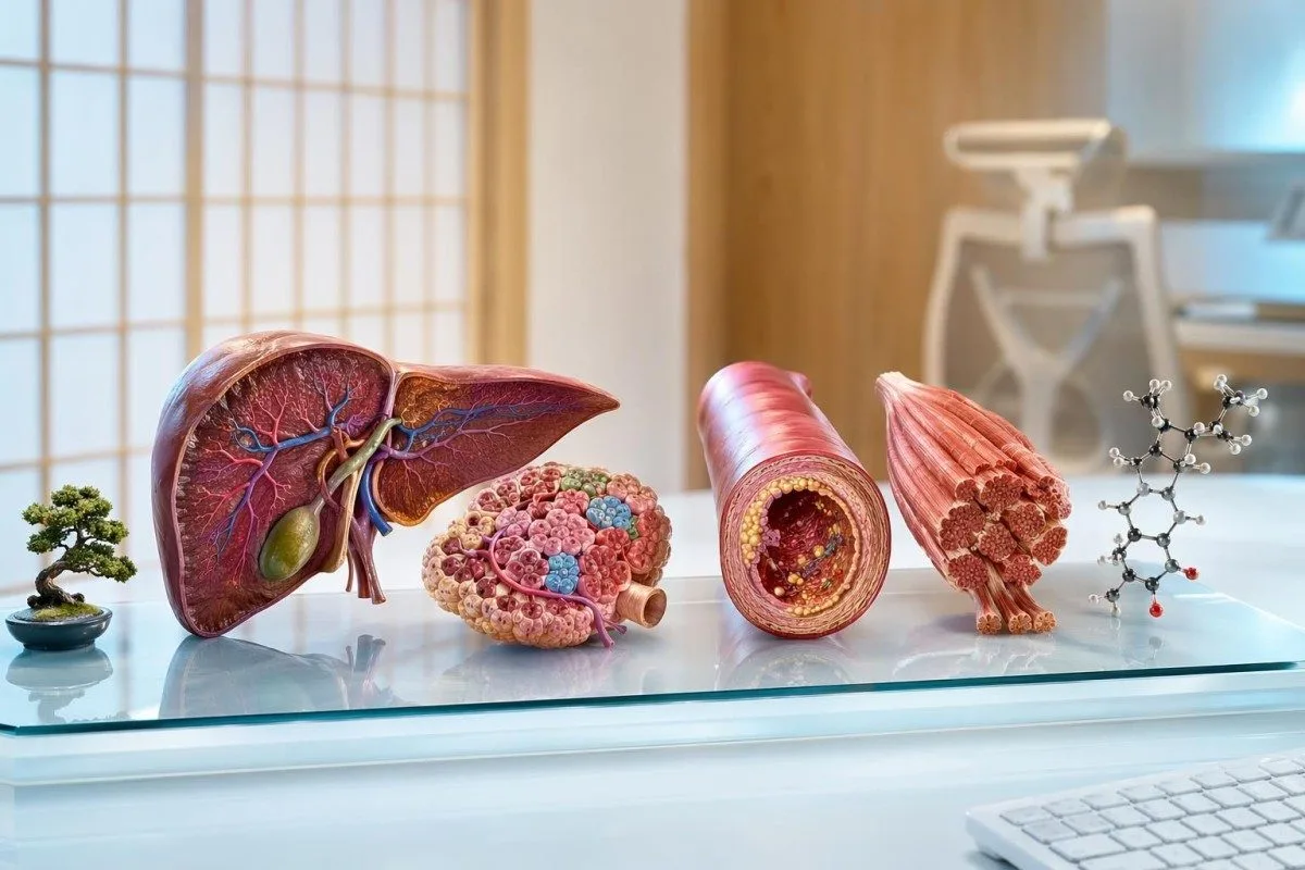 Blood test for office workers showing liver, insulin, cholesterol and vitamin D systems