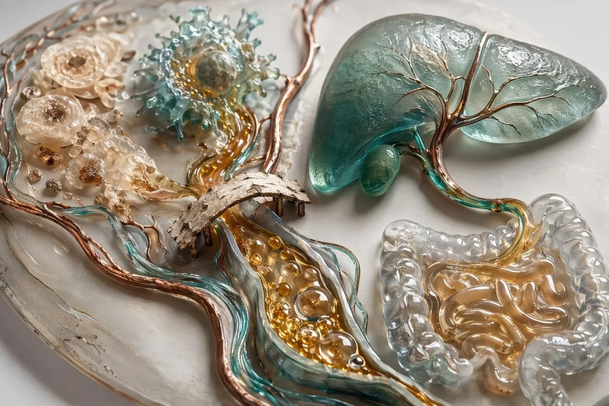 યકૃતના સૂક્ષ્મકોષીય (microscopic) તંતુઓનું દૃશ્ય દર્શાવે છે કે એવા બિલિરુબિન સ્તરો જેને તાત્કાલિક ક્લિનિકલ સમીક્ષા જરૂરી છે