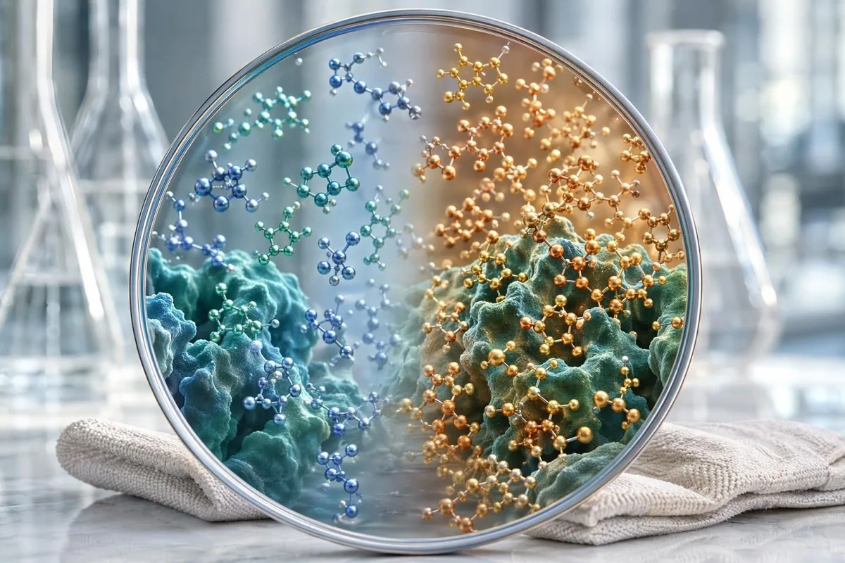 Estrogenų kiekis palyginamas kaip subalansuotos ir padidėjusios hormonų būsenos medicininiame iliustraciniame vaizde