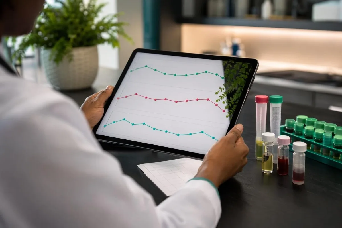 Le clinicien examine les tendances répétées du magnésium et des électrolytes sur une tablette