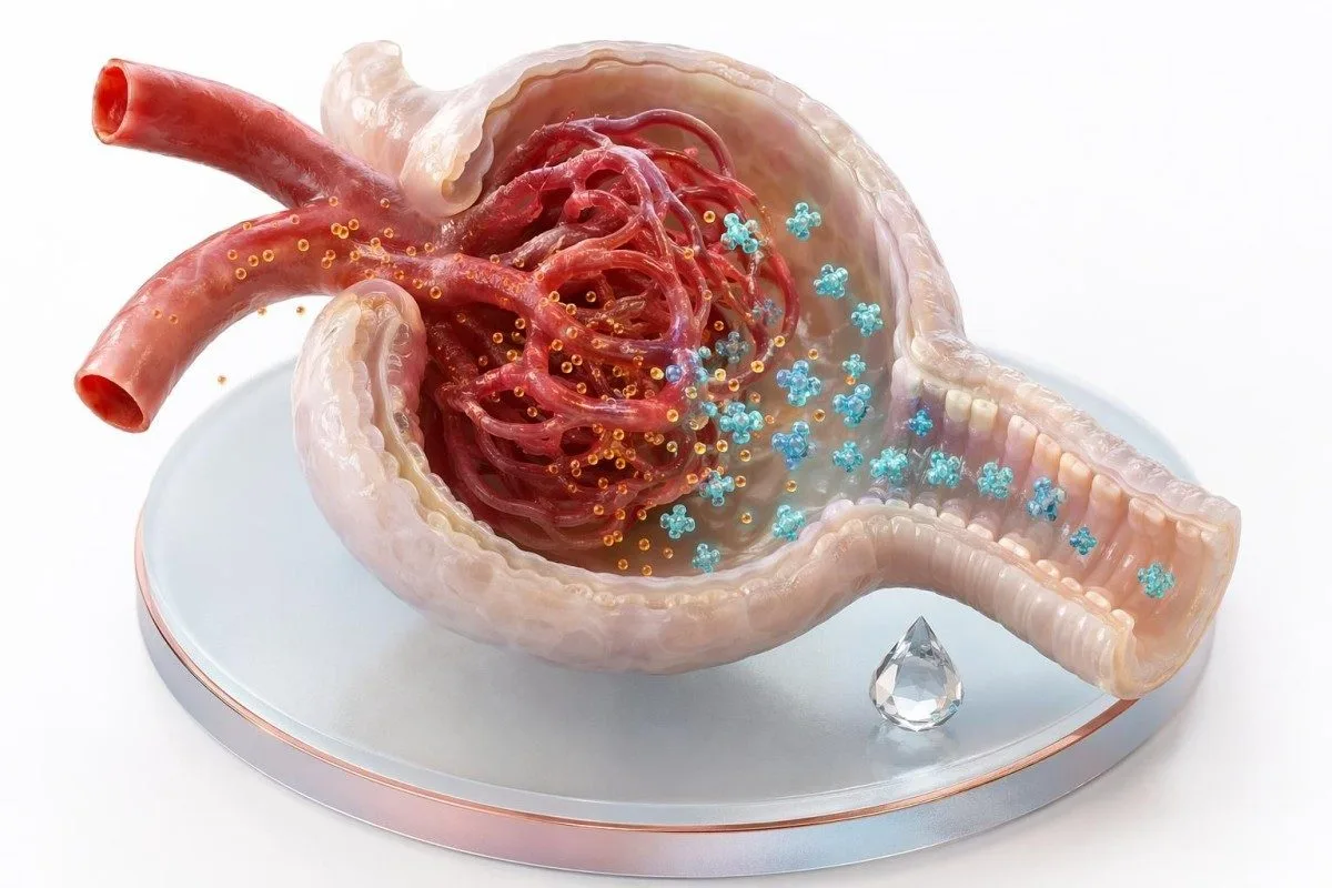 Scène de laboratoire du test de GFR montrant le matériel de test de la créatinine et de la cystatine C