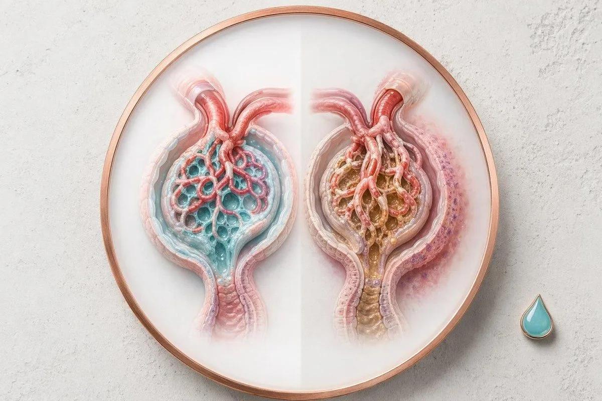 Comparaison fractionnée du test de GFR montrant une filtration rénale optimale et sous-optimale