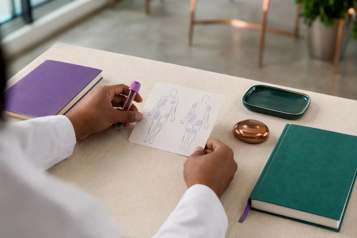 داۋالاش تەسۋىرىدە ئېكزېما تېرە توساقى ۋە ئانتىتېلا پائالىيىتىنى كۆرسىتىدىغان IgE قان تەكشۈرۈش ئۇقۇمى