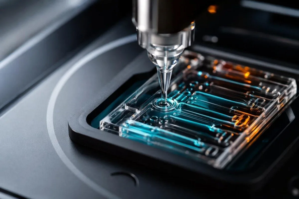 ការធ្វើតេស្ត ctDNA នៃជីវសាស្ត្ររាវ បង្ហាញជាការវិភាគប្លាស្មា ជាមួយបំណែក DNA មហារីក