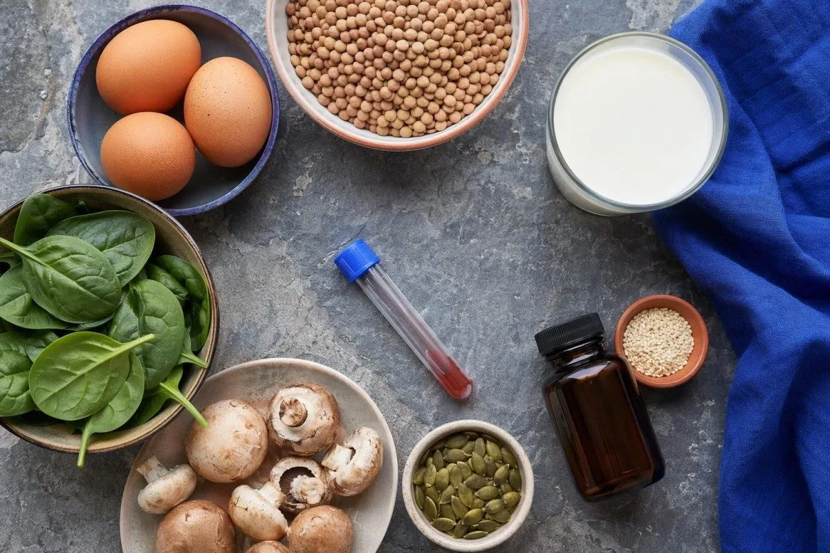 Pannello di carenze per esami del sangue preventivi con vitamina D, B12, folati e materiali per il magnesio