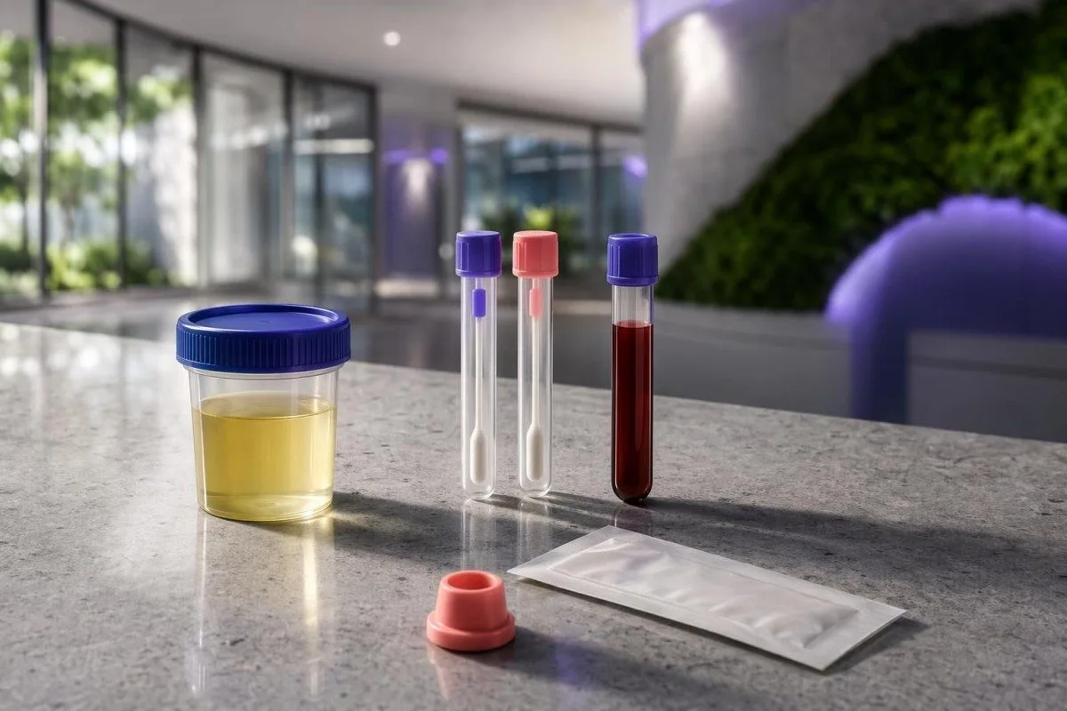 Esame del sangue per MST a confronto con kit per raccolta di urina e tamponi per la diagnosi di IST