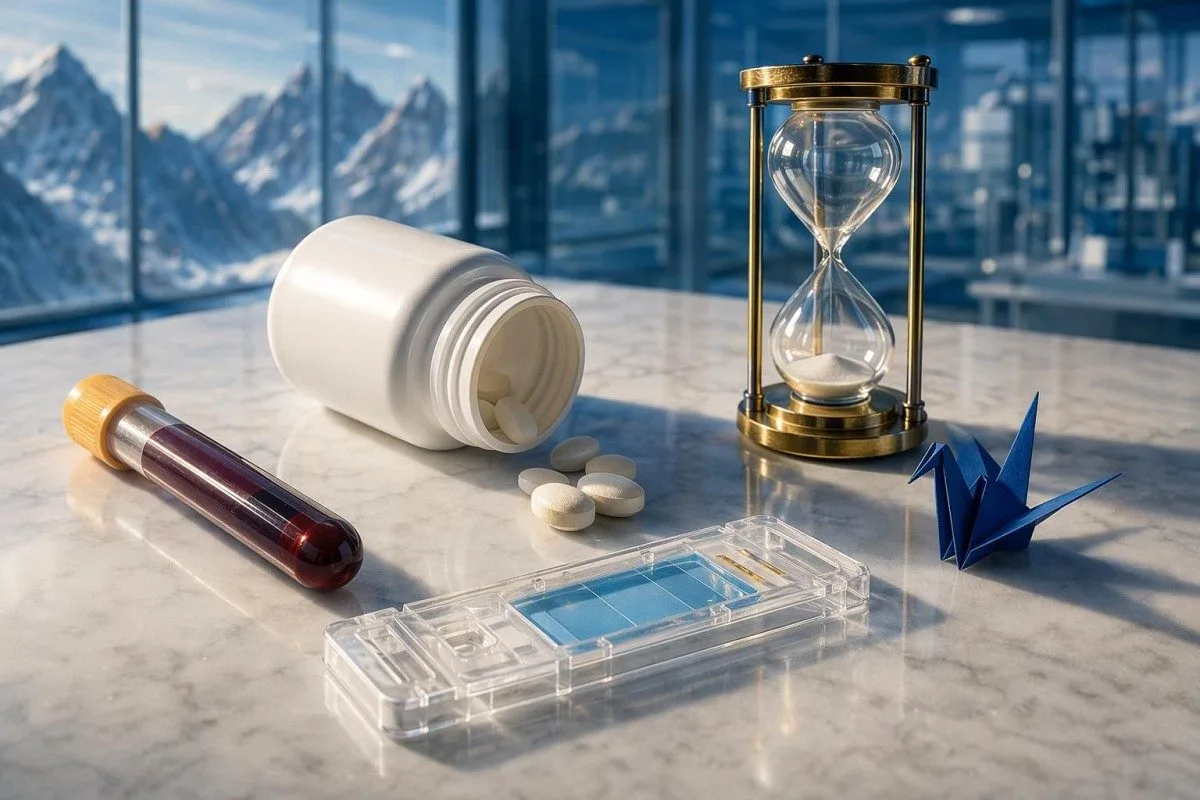 Analyseur de bilan sanguin thyroïdien avec des capsules de biotine mises de côté avant un nouveau test