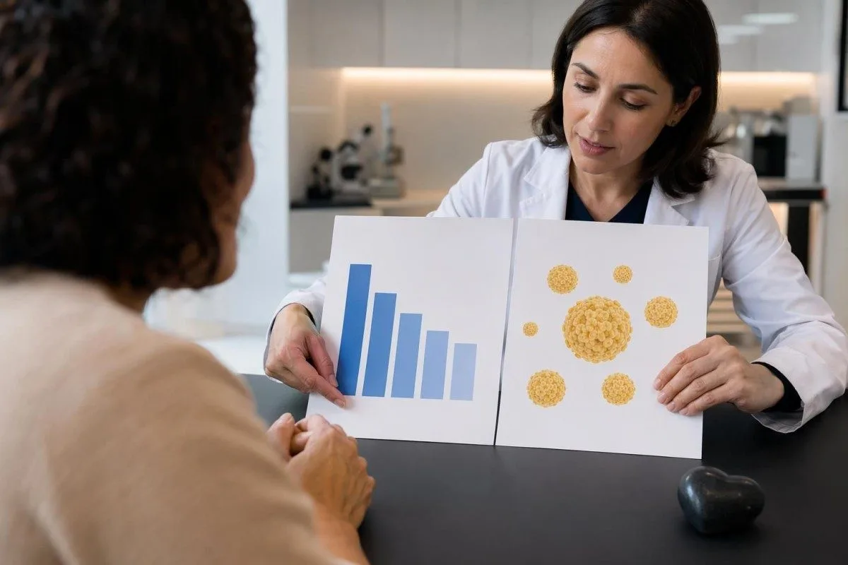 Vista del clinico dei risultati di colesterolo e Lp(a) che mostra cosa significa Lp(a) elevata