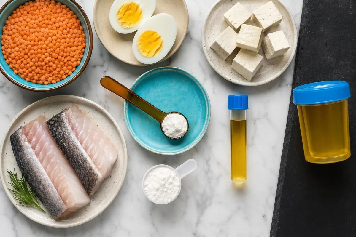 Configuración de nutrición con creatina y proteínas vinculada al rango normal de creatinina para mujeres