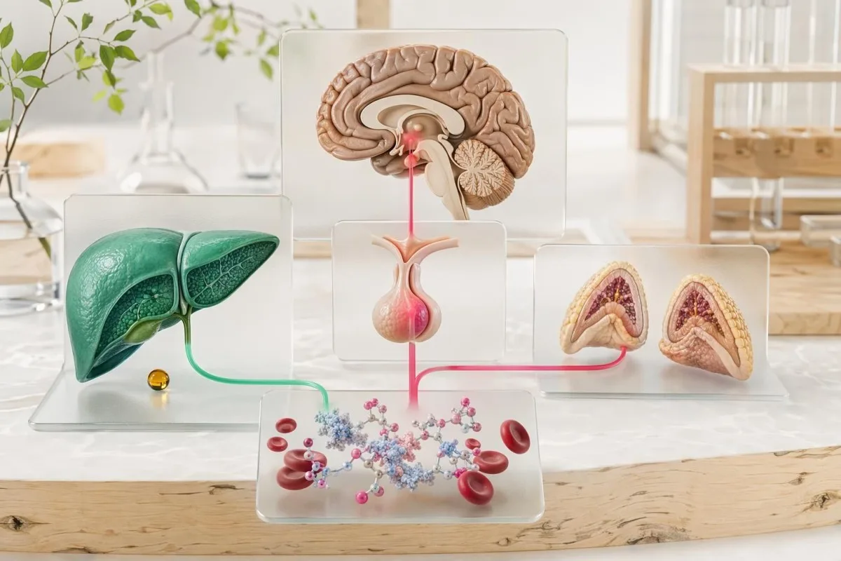 Conceito de painel de interpretação por IA de testosterona livre usando marcadores laboratoriais sem texto visível