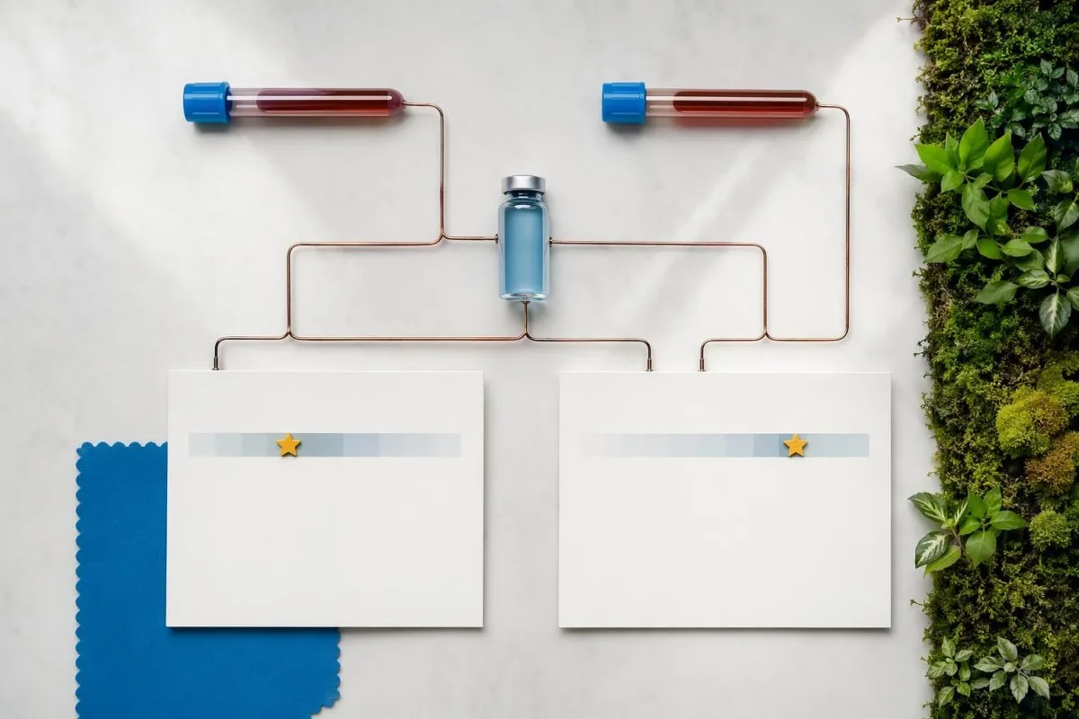 Mehrere markierte Panels, die zeigen, was ein Sternchen in Blutwerte Ergebnisse bedeutet