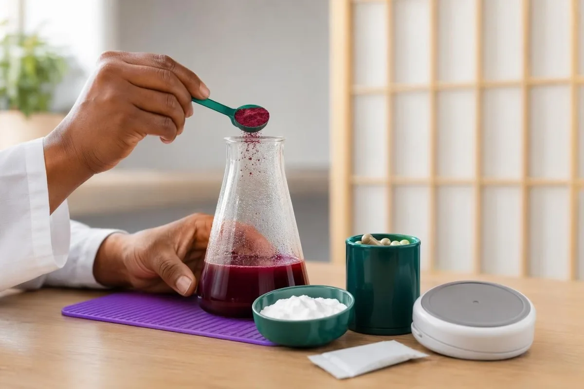 Supplementen voor atleten met whey-eiwit, koolhydraatrijke voedingsmiddelen en bereiding van een maaltijd na de training