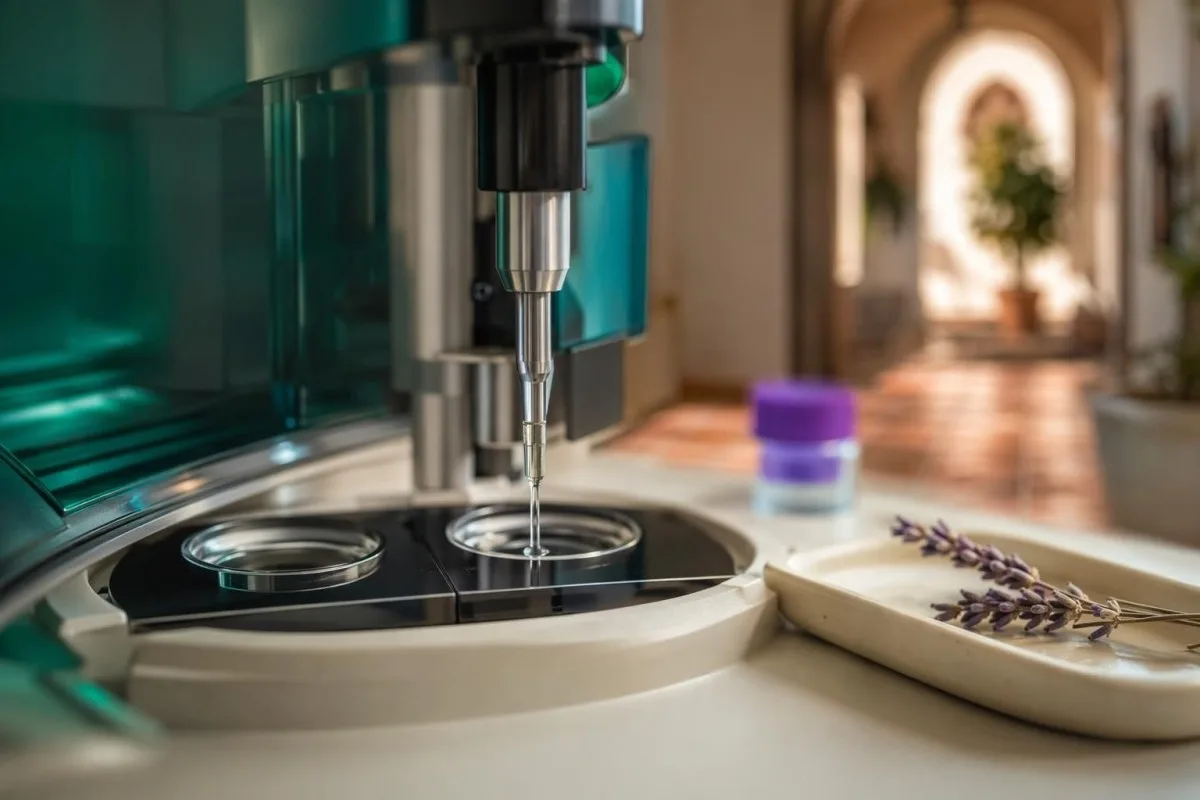 Bloedtoetsverskil tussen besoeke wat getoon word deur gepaarde laboratorium-assay-monsters onder presisie-optika