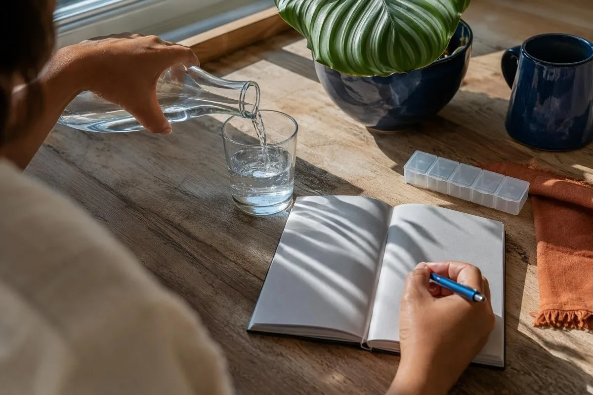 Tinjauan pengobatan dengan tablet penurun glukosa, pengatur diuretik, dan buku catatan cairan